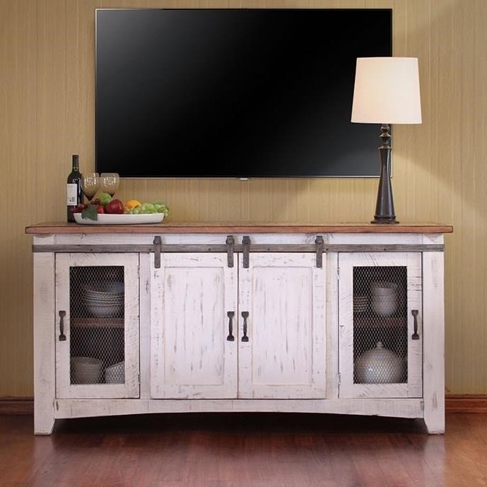 International Furniture Direct Pueblo 70" TV Stand with Mesh Panel